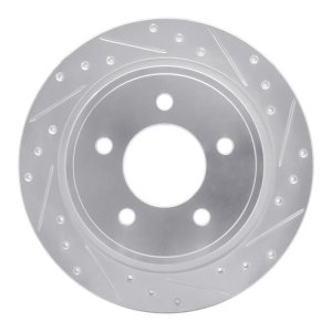 Chrysler Pacifica Brake Rotor (1) - Rear Right - R1 Concepts - Drilled & Slotted - Silver - `04-`08